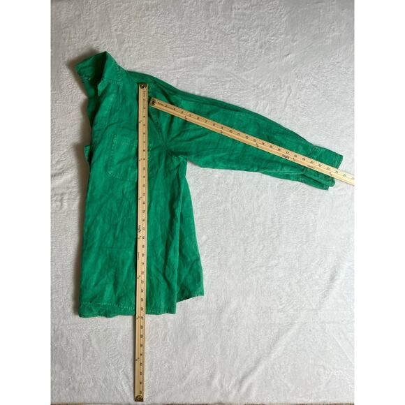 Soft Surroundings Womens Linen Blouse Sz L XL Kelly Green Classic Preppy Casual - Picture 6 of 9